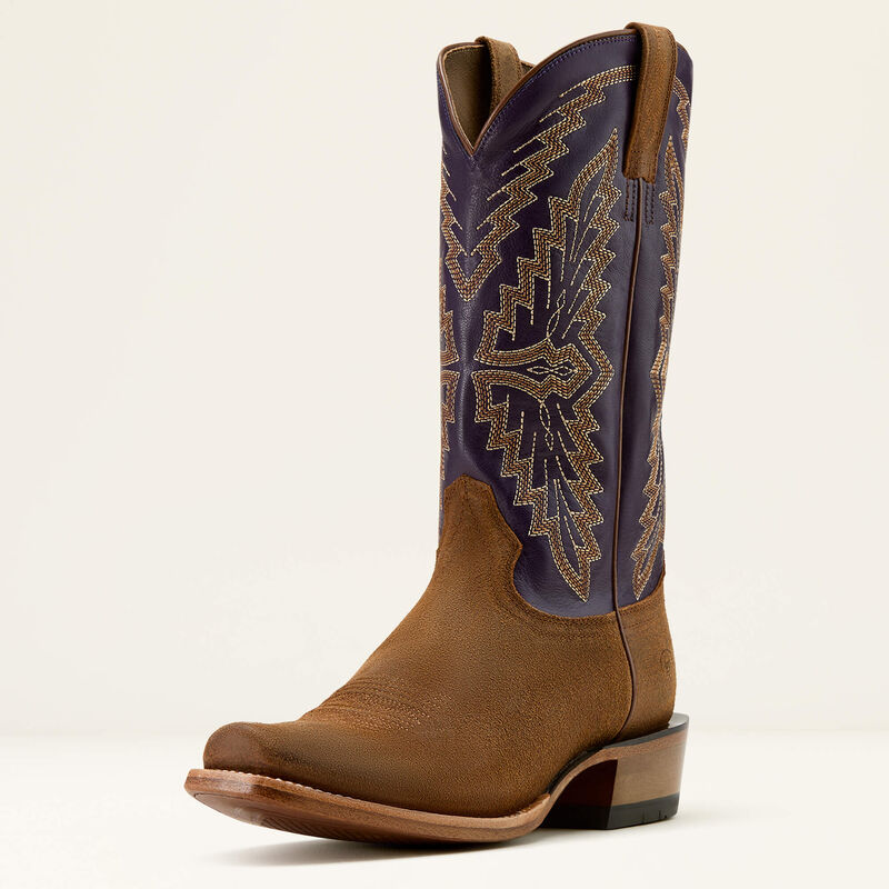 Ariat Men's Futurity Showman Cowboy Boots  - Foothill Brown Roughout/Violet