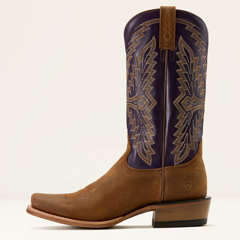 Ariat Men's Futurity Showman Cowboy Boots  - Foothill Brown Roughout/Violet