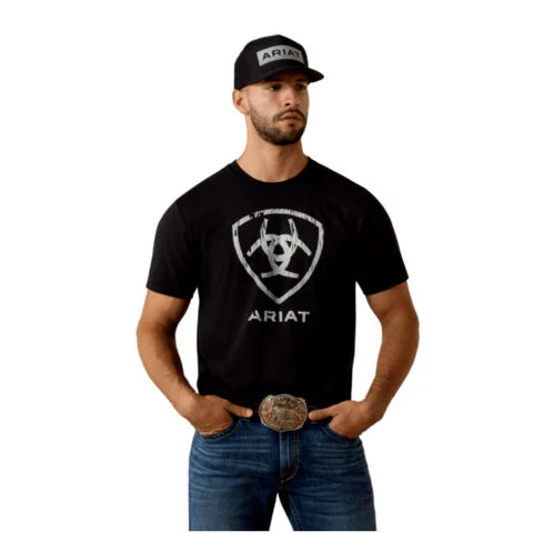 Ariat Men's Short Sleeve Barn Shield Classic Fit Tee Shirt- Black