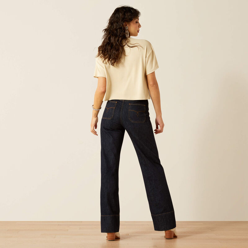 Ariat Women's Ultra High Rise Tomboy Western Utility Wide Leg Jean-Rinse