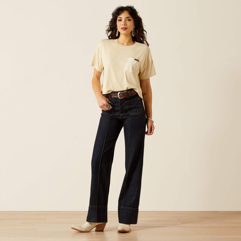 Ariat Women's Ultra High Rise Tomboy Western Utility Wide Leg Jean-Rinse