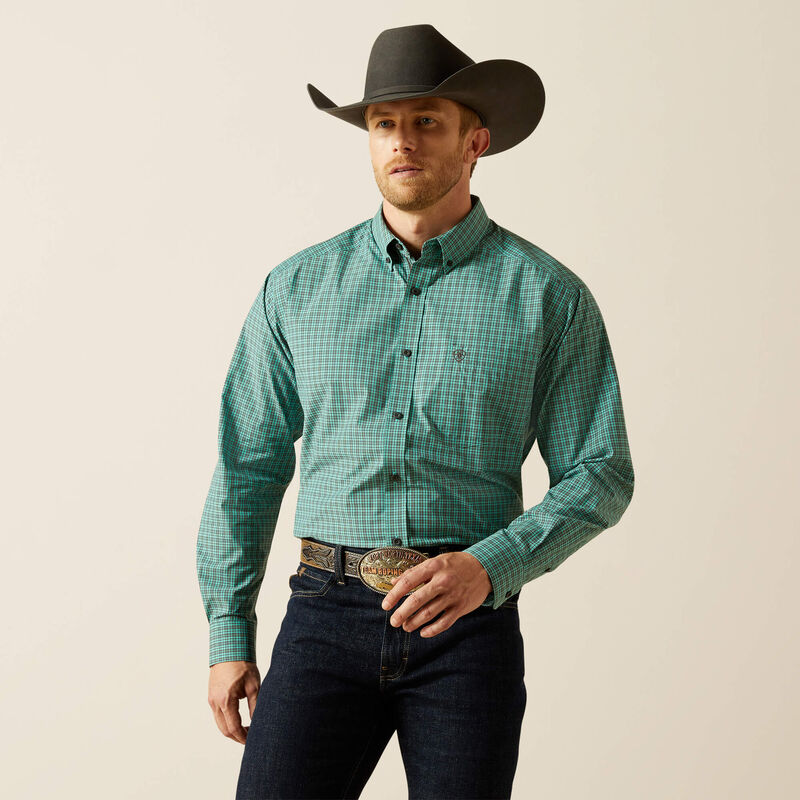 Ariat Men's Pro Series Brooks Classic Fit Long Sleeve Shirt - Aqua Blue