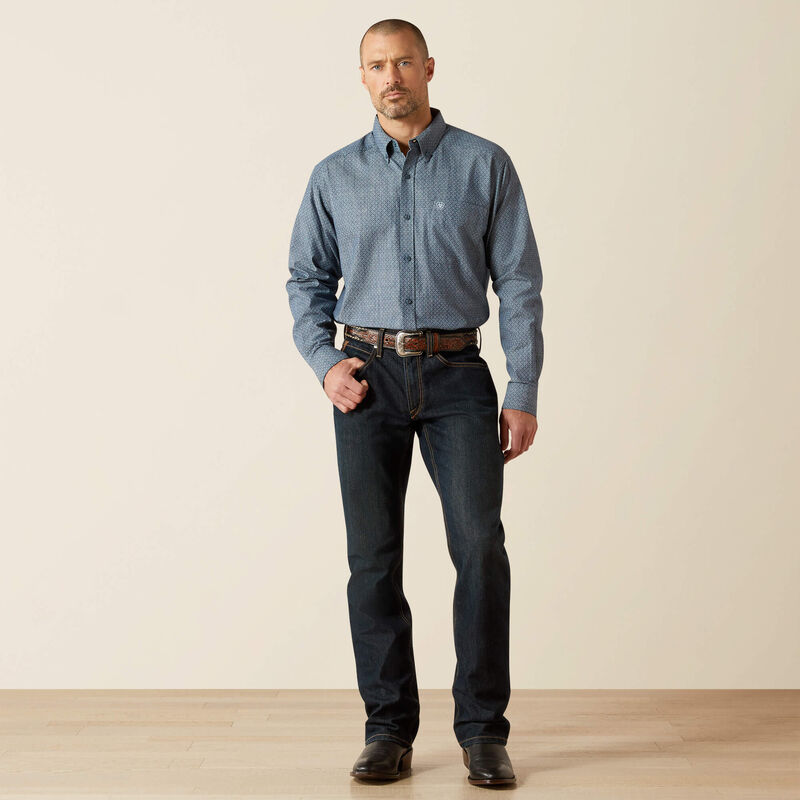 Ariat Men's Trent Classic Fit Long Sleeve Shirt - Chambray Blue