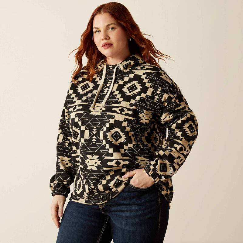 Ariat Women's Essential Long Sleeve Hoodie - Black Southwest Print