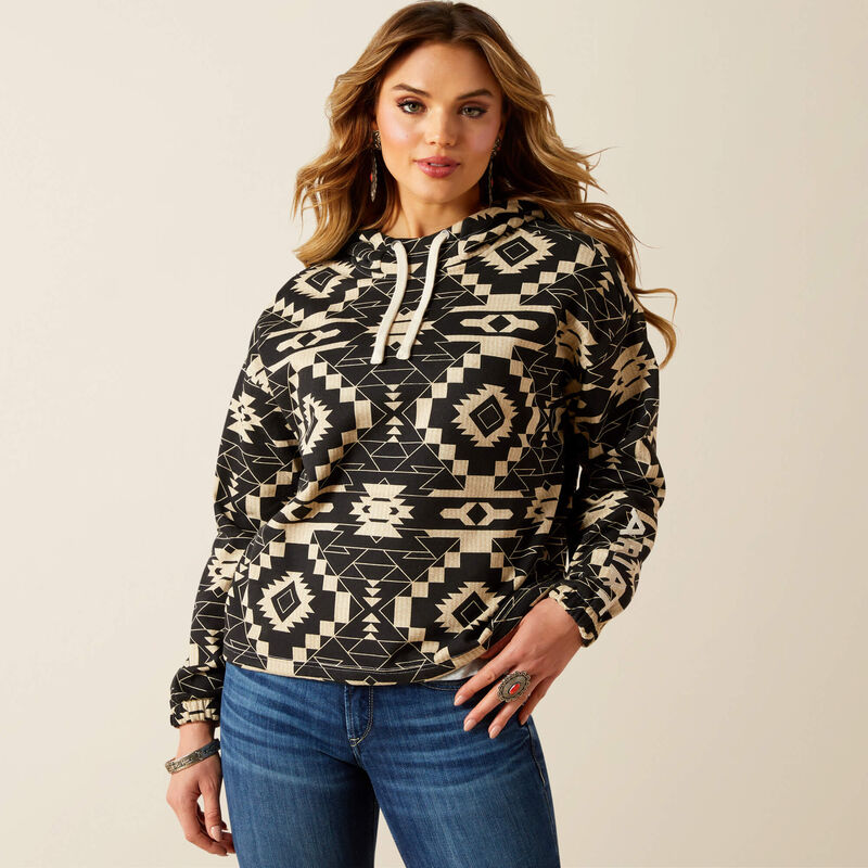 Ariat Women's Essential Long Sleeve Hoodie - Black Southwest Print