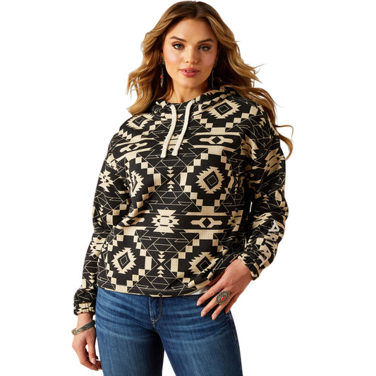 Ariat Women's Essential Long Sleeve Hoodie - Black Southwest Print