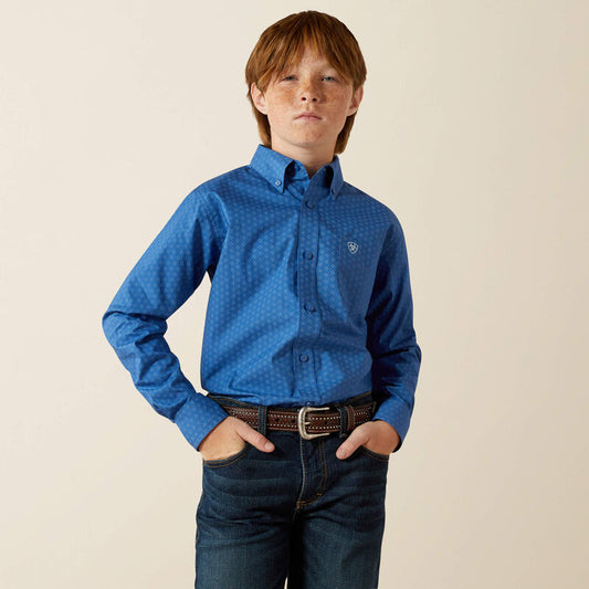 Ariat Boy's Stratford Classic Fit Long Sleeve Shirt - Royal Blue