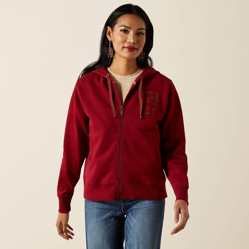 Ariat Women's Stitched Full Zip Hoodie - Biking Red