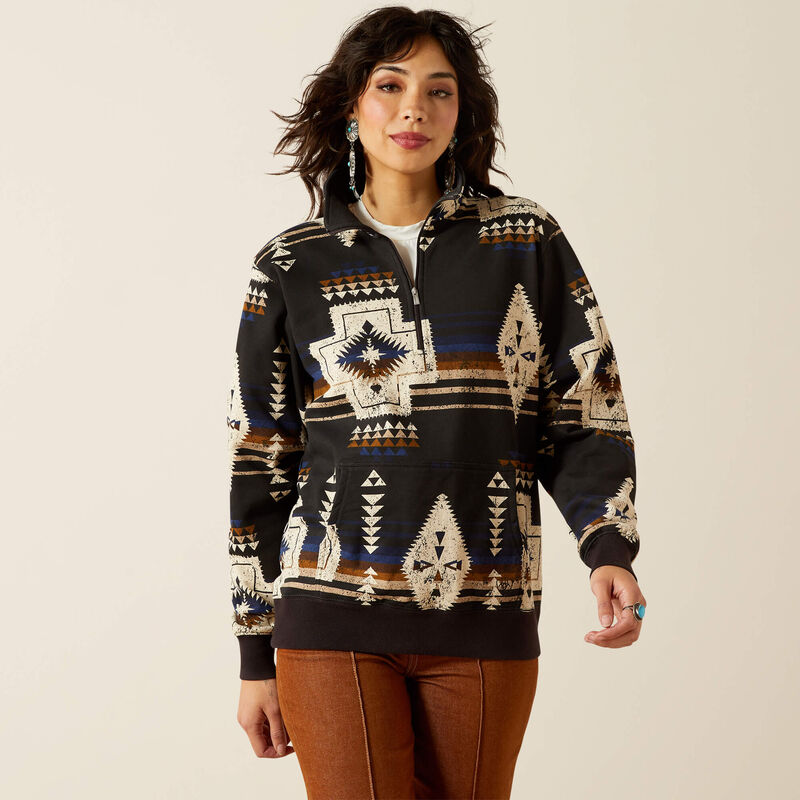 Ariat Women's Hometown Long Sleeve 1/2 Zip Sweatshirt - Thornstone Print