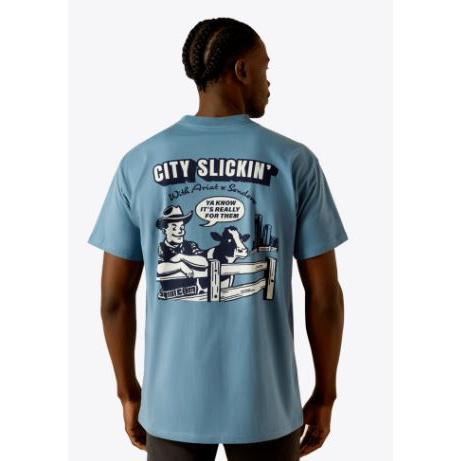 Ariat Men's Sendero Country Fences T-Shirt - Copen Blue