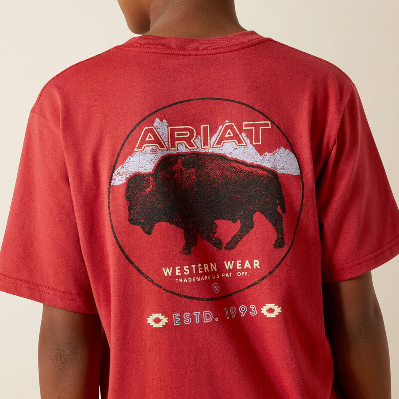 Ariat Boy's Ariat Patriot Buffalo Coin Tee Shirt - Brick Red