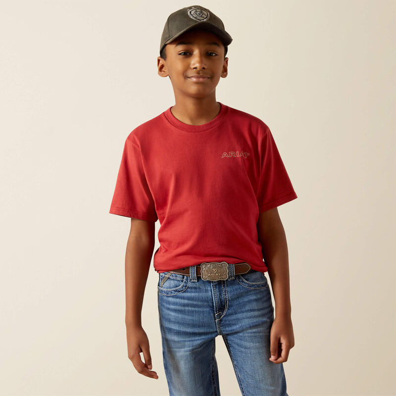 Ariat Boy's Ariat Patriot Buffalo Coin Tee Shirt - Brick Red