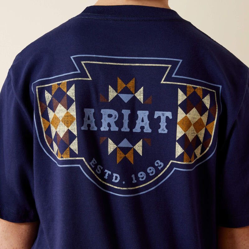 Ariat Boy's Ariat Woven West Tee Shirt - Medieval Blue
