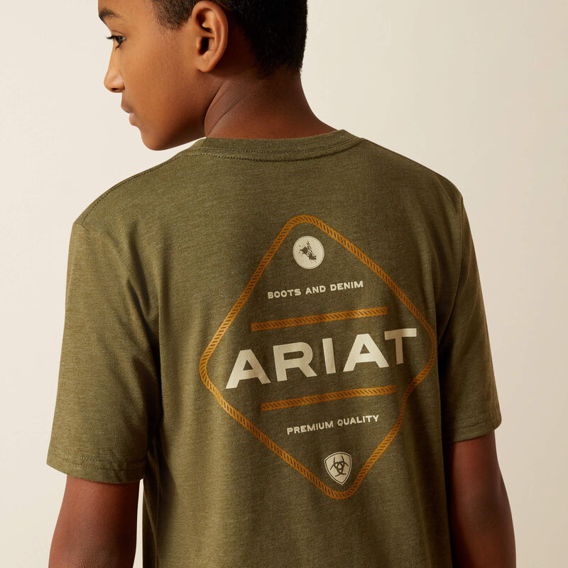 Ariat Boy's Ariat Roped Diamond Tee Shirt - Military Heather