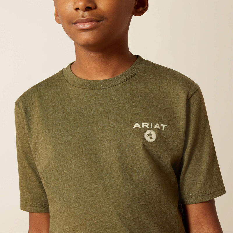 Ariat Boy's Ariat Roped Diamond Tee Shirt - Military Heather