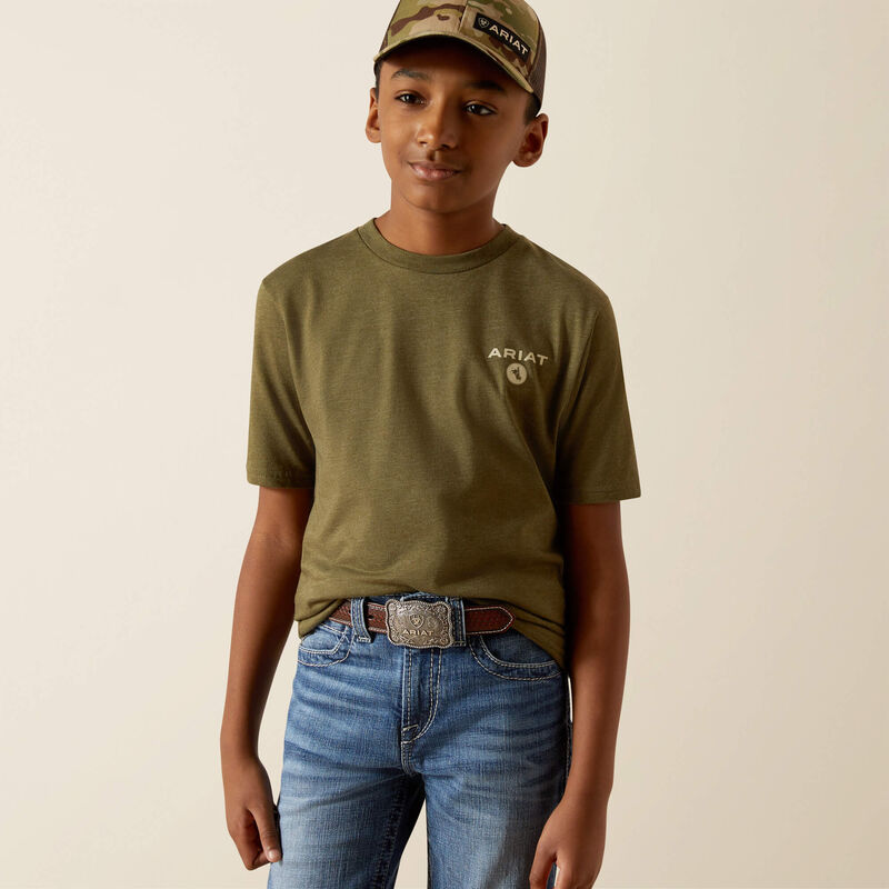 Ariat Boy's Ariat Roped Diamond Tee Shirt - Military Heather