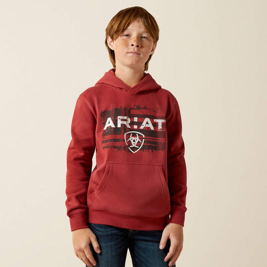 Ariat Boy's Ariat Liquid Stamp Flag Hoodie - Brick Red