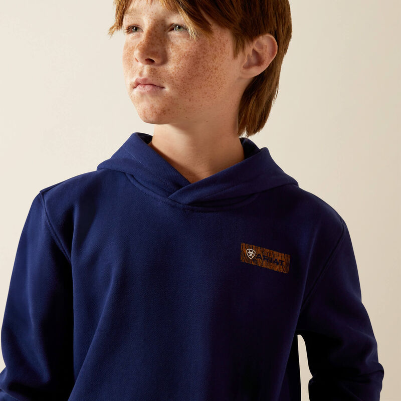 Ariat Boy's Woodshop Stack Hoodie - Navy