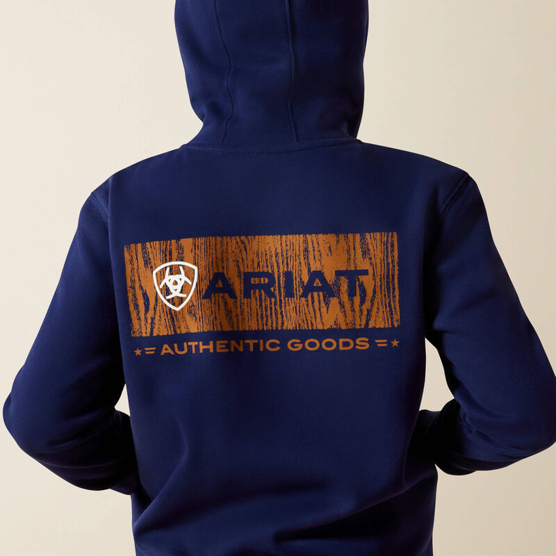 Ariat Boy's Woodshop Stack Hoodie - Navy