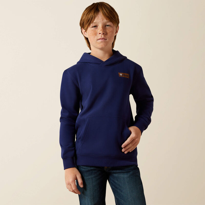 Ariat Boy's Woodshop Stack Hoodie - Navy