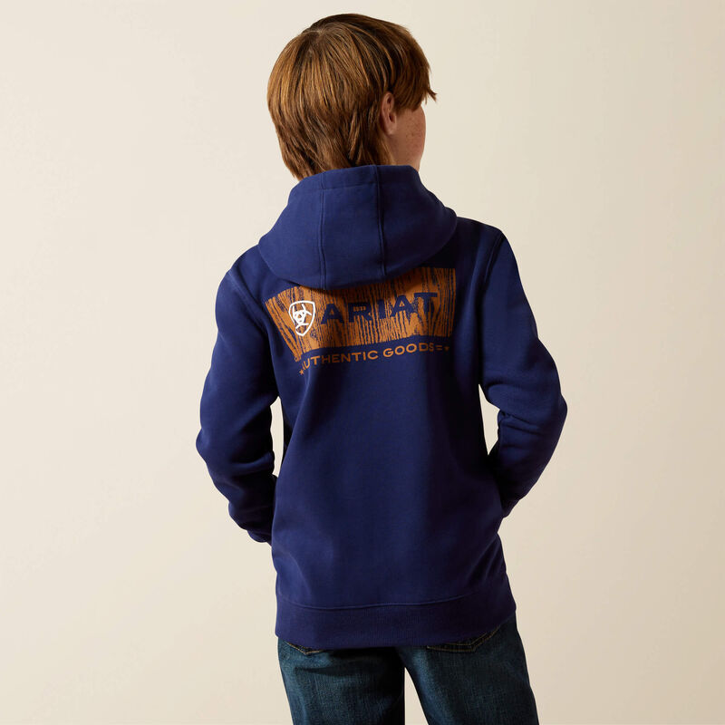 Ariat Boy's Woodshop Stack Hoodie - Navy