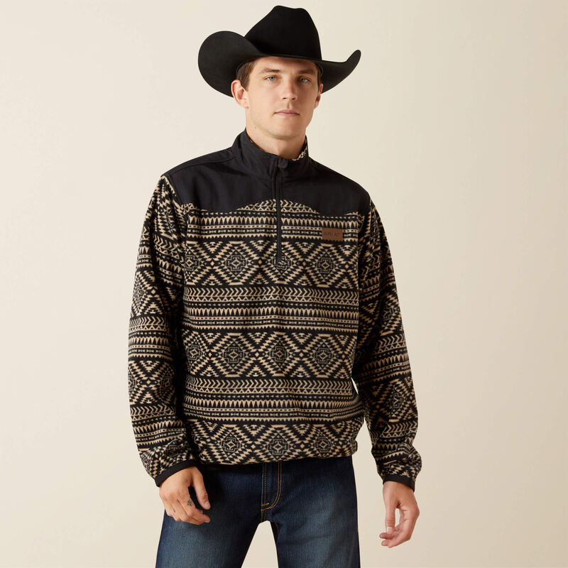 Ariat Men's Long Sleeve Fleece Sweater- Black Southwest