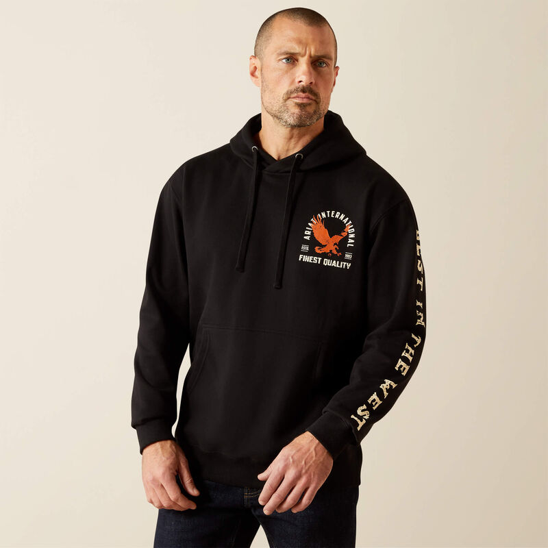 Ariat Men's Large Eagle Long Sleeve Hoodie-Black