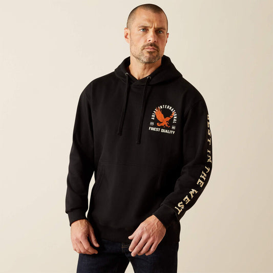 Ariat Men's Large Eagle Long Sleeve Hoodie-Black