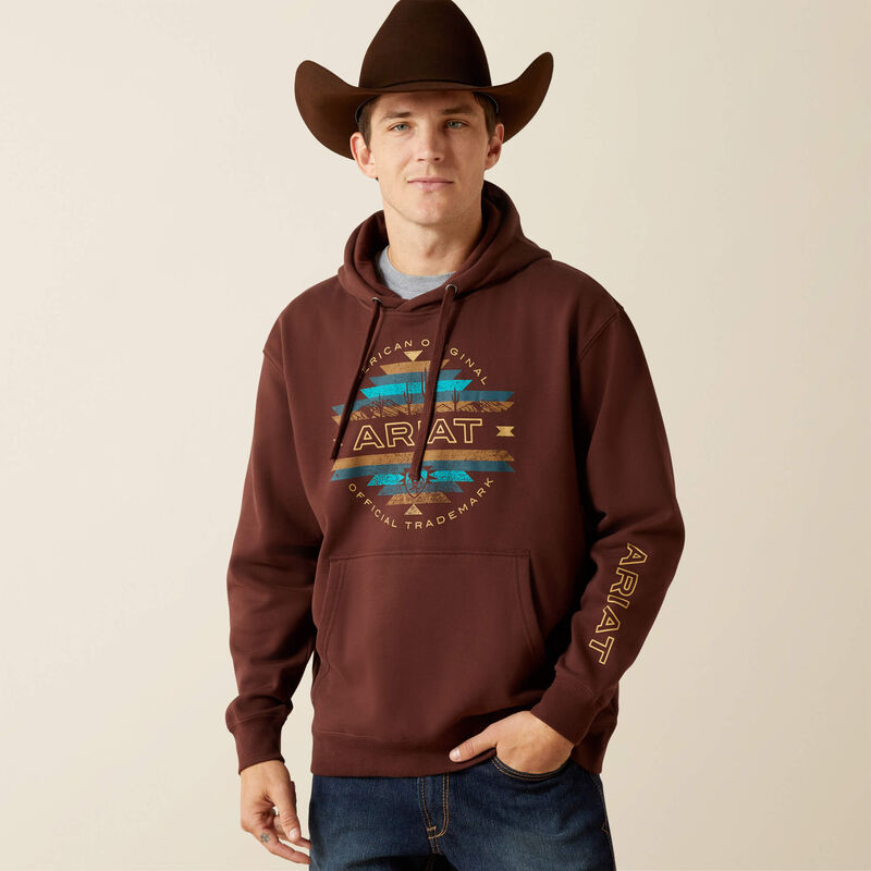 Ariat Men's Carlsbad Canyon Long Sleeve Hoodie- Brown