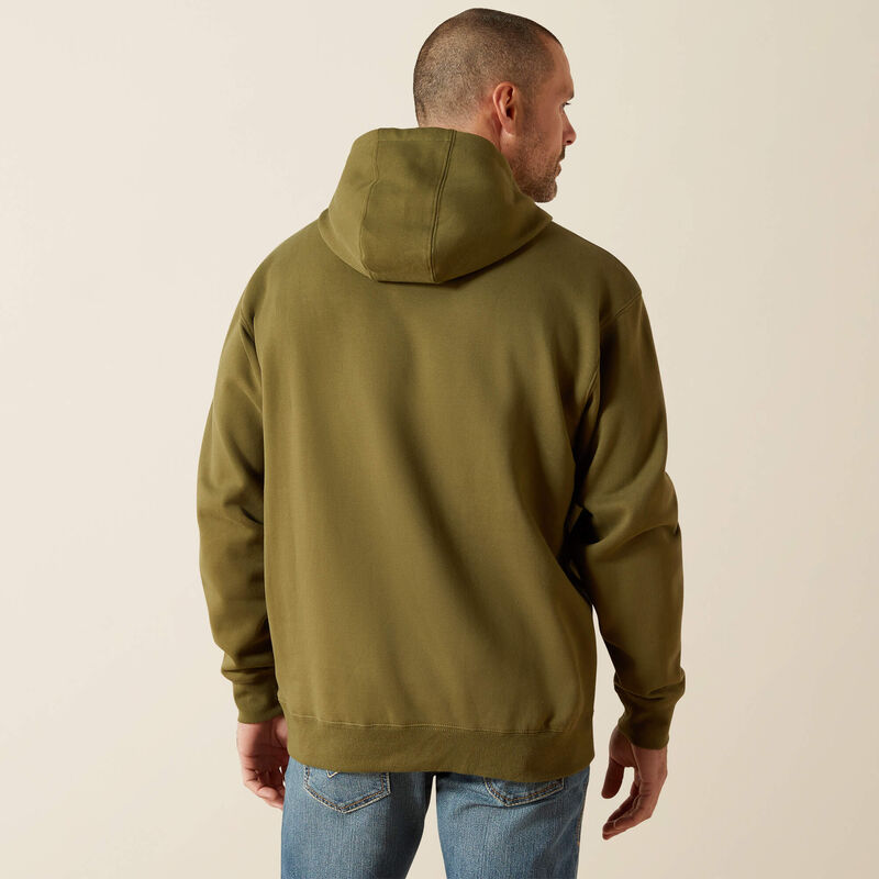Ariat Men's Embossed Logo Long Sleeve Hoodie- Winter Moss