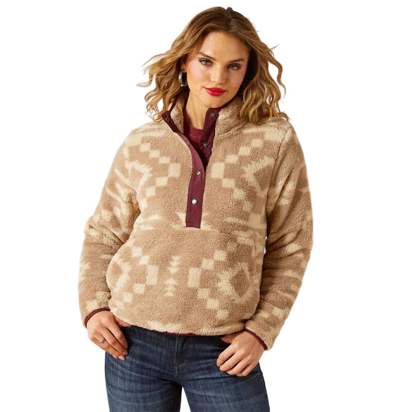 Ariat Women's Long Sleeve Berber Snap Front Sweatshirt- Lone Ridge Print