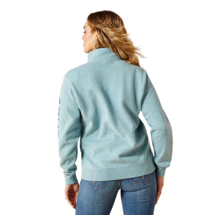 Ariat Women's 1/2 Zip Foundation Logo Sweatshirt - Teal Heather