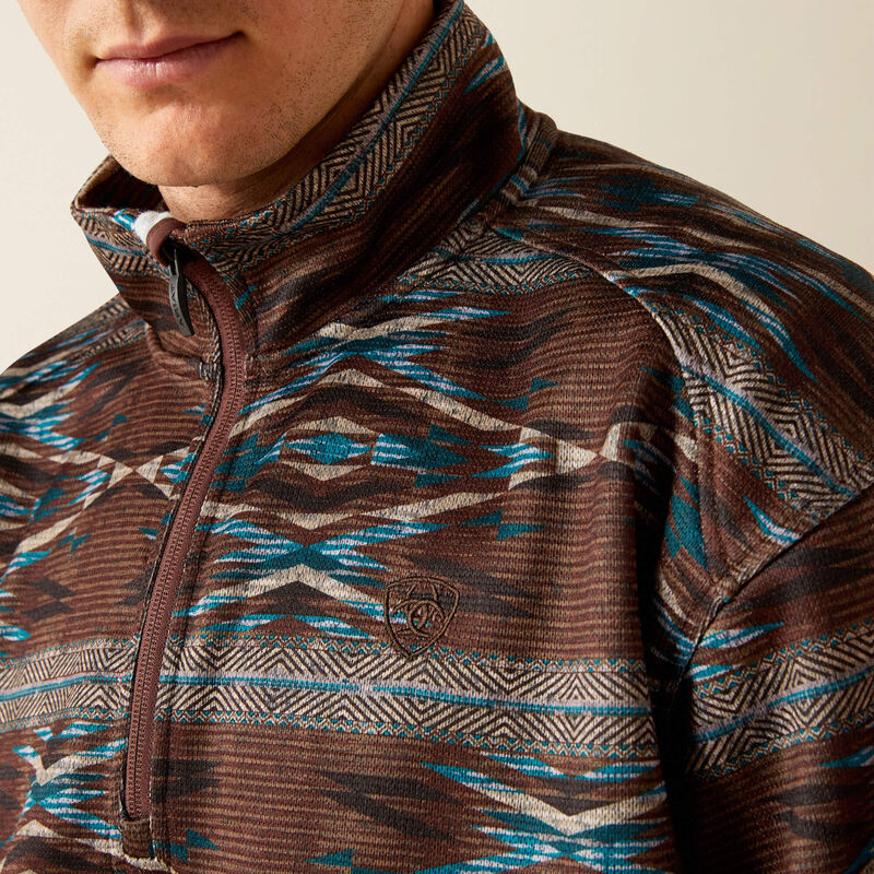 Ariat Men's Caldwell 1/4 Zip Sweater - Deep Mahogany Southwest