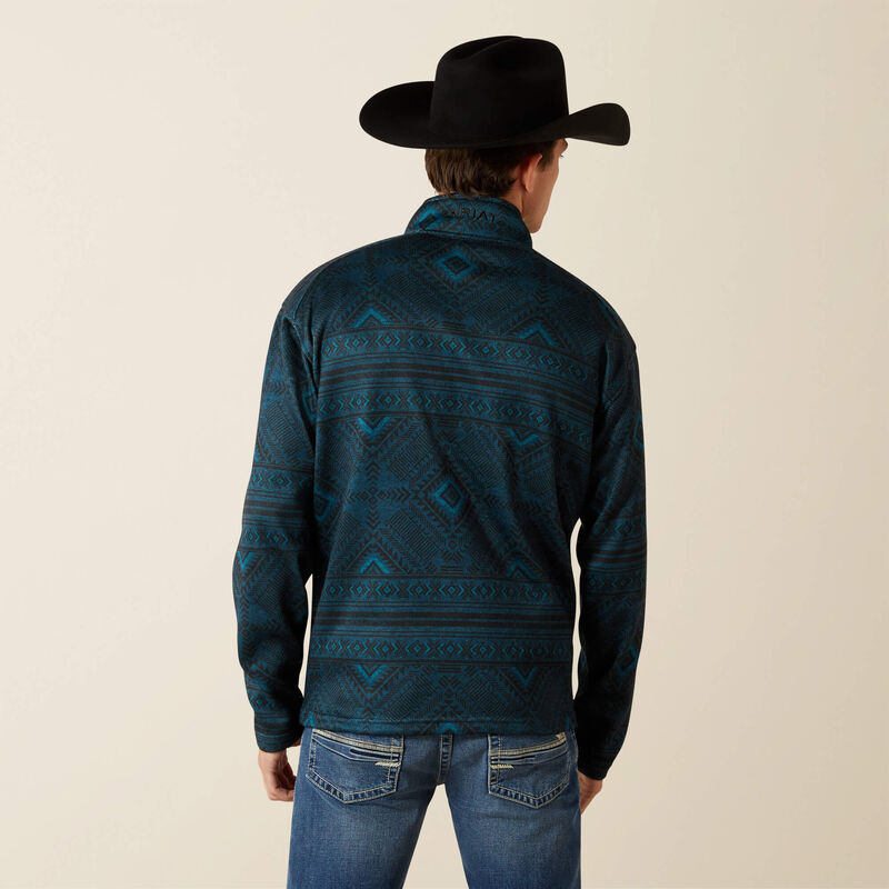 Ariat Men's Caldwell 1/4 Zip Sweater - Dark Teal Southwest