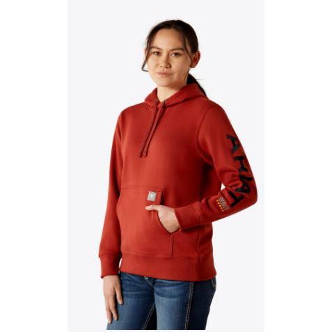 Ariat Women's Rebar Graphic Hoodie - Barn Red/Navy
