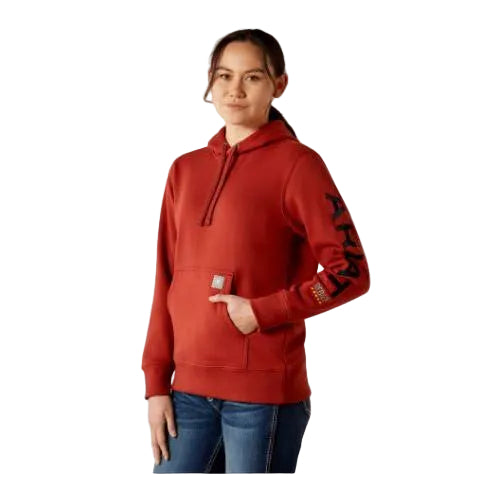 Ariat Women's Rebar Graphic Hoodie - Barn Red/Navy - Irvine Tack & Western Wear