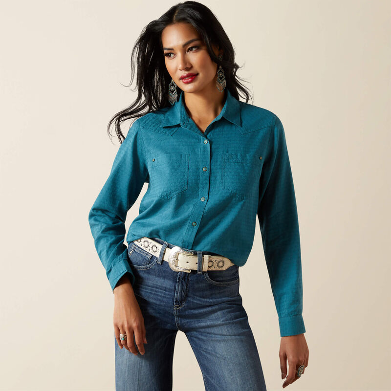 Ariat Ladies Long Sleeve Billie Jean Shirt- Dragonfly Dobby