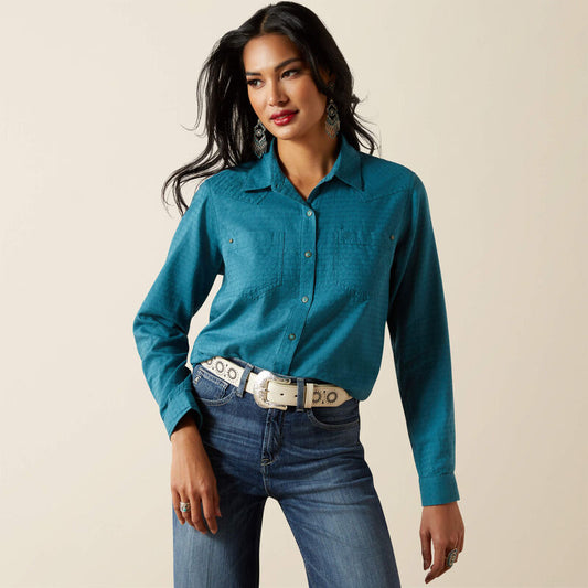 Ariat Ladies Long Sleeve Billie Jean Shirt- Dragonfly Dobby