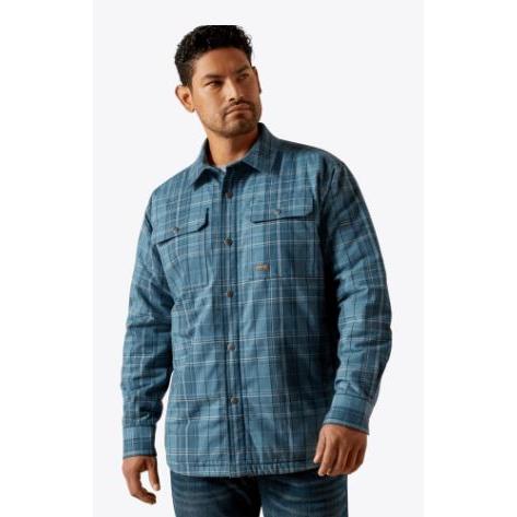 Ariat Men's Rebar Flannel Insulated Shirt Jacket - Bluestone