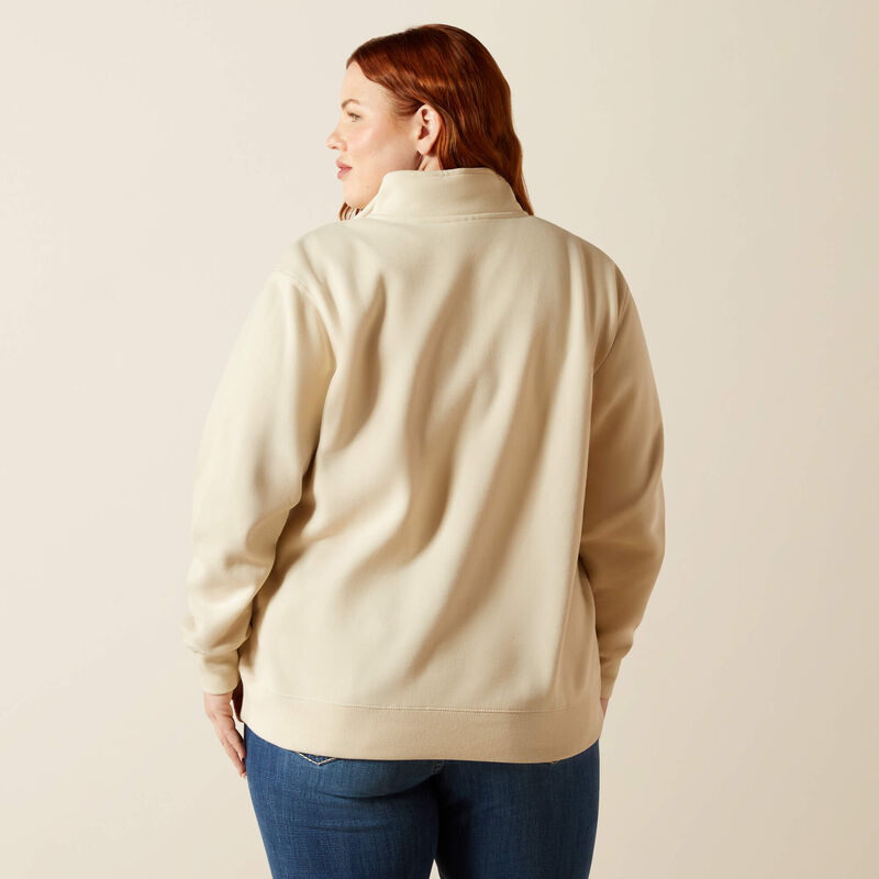 Ariat Women's Long Sleeve Denim & Supply 1/2 zip Sweatshirt- Oyster Grey
