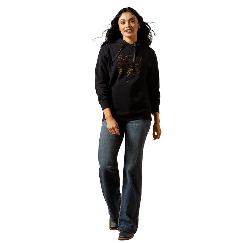 Ariat Women's Long Sleeve Booted Logo Hoodie- Black