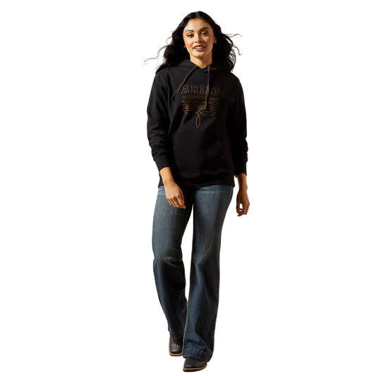 Ariat Women's Long Sleeve Booted Logo Hoodie- Black