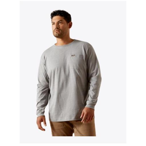 Ariat Men's Rebar Cotton Strong Standard Pocket LS Tee Shirt - Multiple Colours