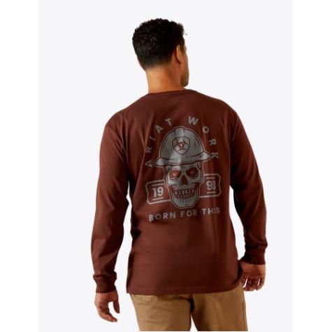 Ariat Men's Rebar Cotton Strong Hardhead LS Tee Shirt - Bitter Chocolate
