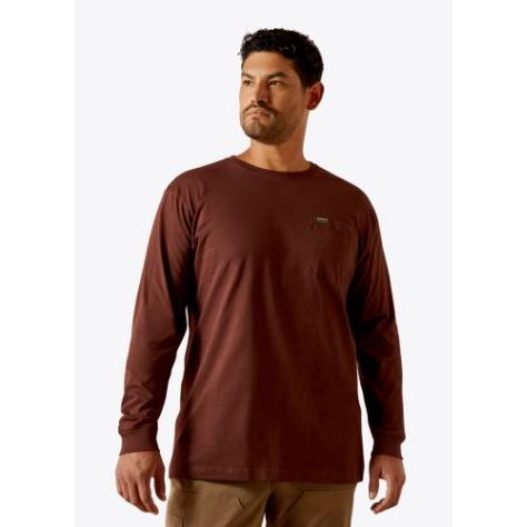 Ariat Men's Rebar Cotton Strong Hardhead LS Tee Shirt - Bitter Chocolate
