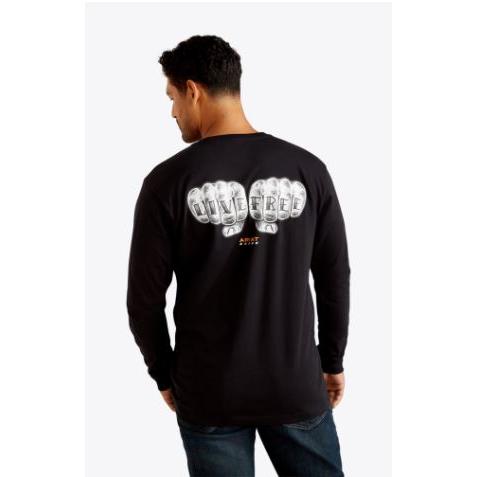 Ariat Men's Rebar Cotton Strong Bare Knuckle LS Tee Shirt - Black