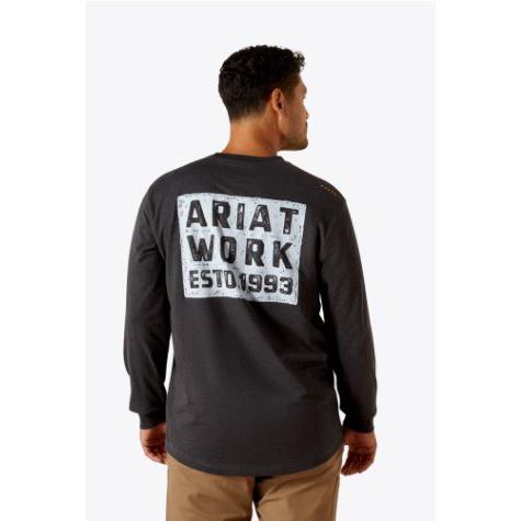 Ariat Men's Rebar Workman Brickyard LS Tee Shirt - Charcoal Heather