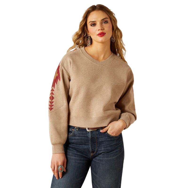 Ariat Women's Long Sleeve Tatonka Sweatshirt- Brown Heather