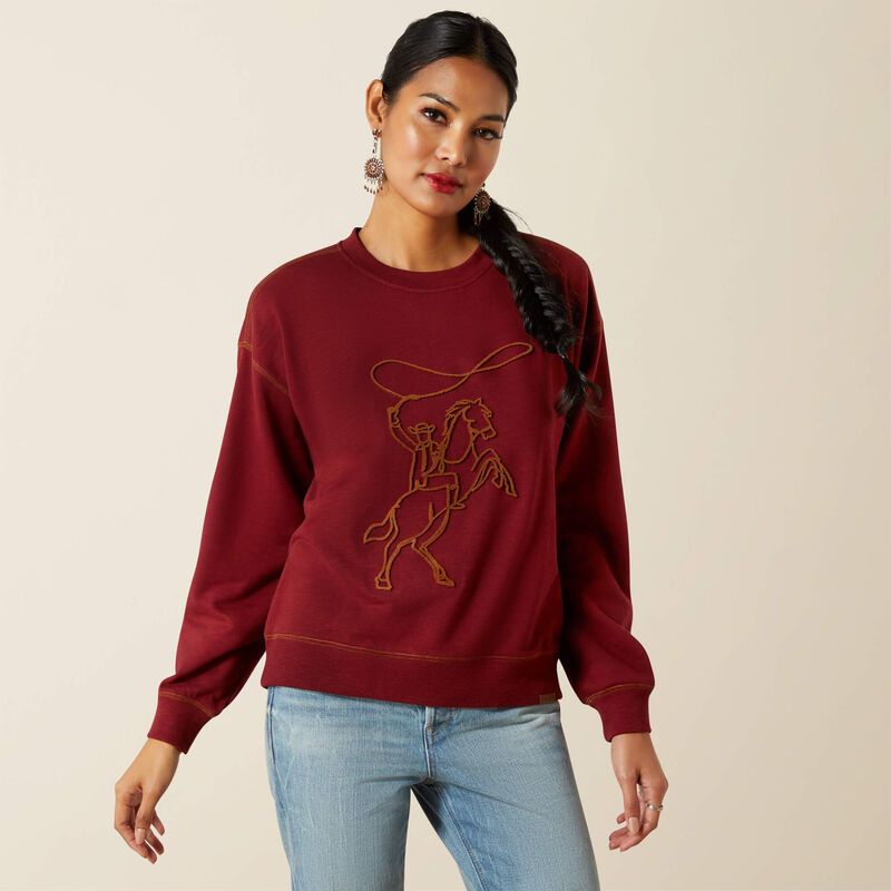 Ariat Women's Long Sleeve Lasso Sweatshirt- Cabernet