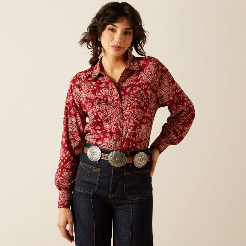 Ariat Women's Long Sleeve Imprints Snap Shirt- Antique Paisley